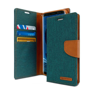 Goospery Canvas Diary Wallet Case for Samsung Galaxy S9 - Green